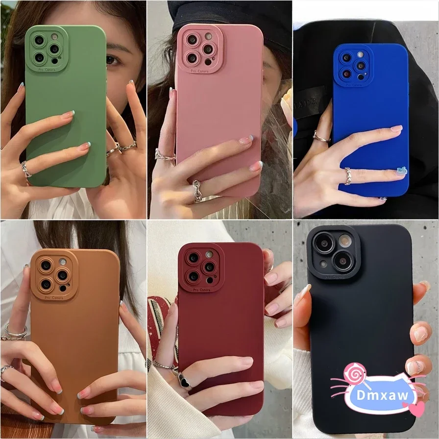 Pre OnePlus 9 Pro 9R 8T Infinix Hot 11S Pro 12 12i 11s 9 8 Nord Ce N20 10 Pro 9RT Cover Solid Color Matte Soft Pase Puzdro