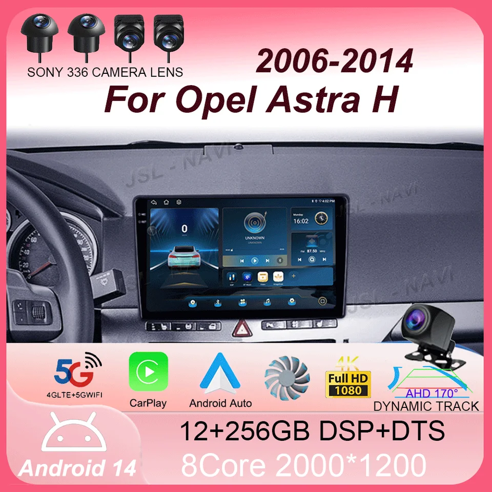 Pre Opel Astra H 2006 - 2014 CarPlay Auto 4G+WiFi GPS Car Radio navigácia multimediálny videozáznam Stereo BT Android 14