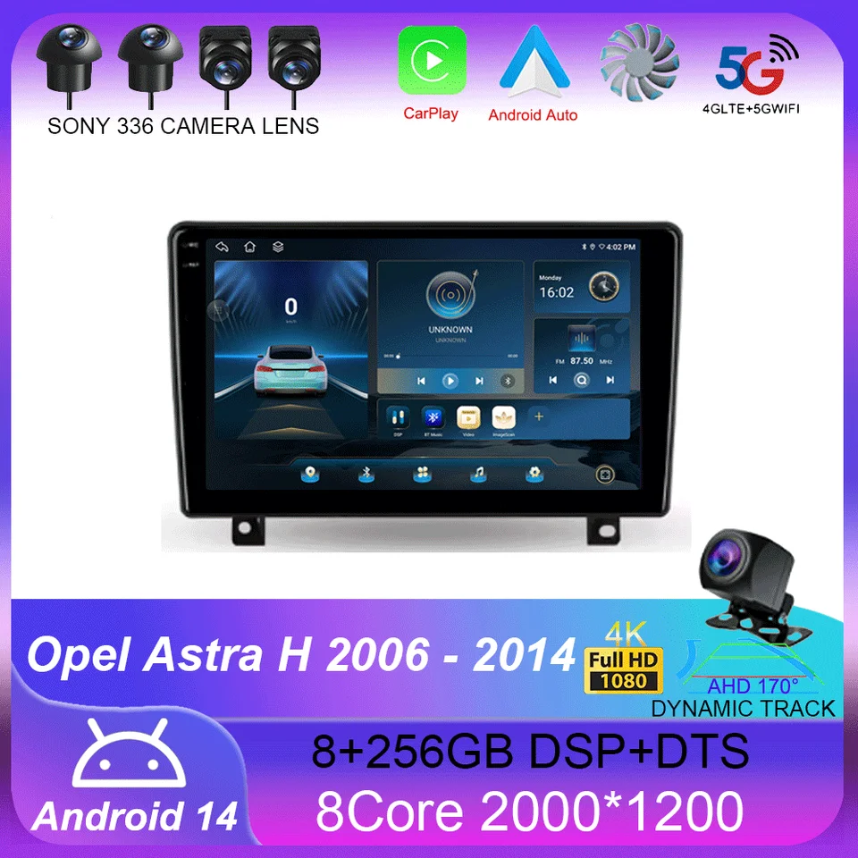 Pre Opel Astra H 2006 - 2014 CarPlay Auto 4G+WiFi GPS Car Radio navigácia multimediálny videozáznam Stereo BT Android 14