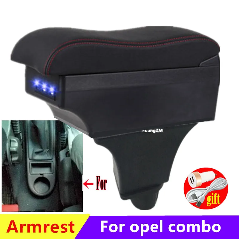 Pre Opel Combo Liršku lakťovej opierky pre Opel Combo Car lakťová lakťová lakťová skrinka Centrálne úložné skrinky Dopaľba interiér s príslušenstvom automobilov USB