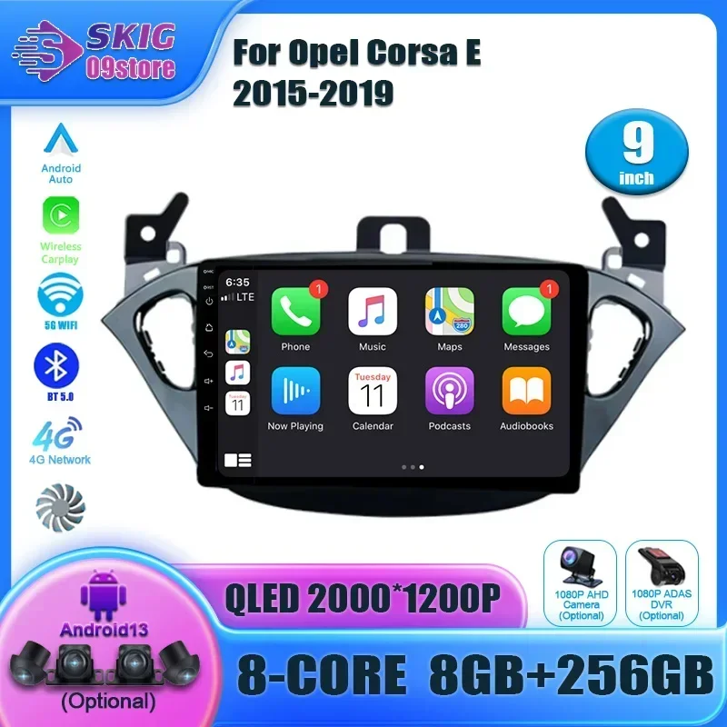Pre Opel Corsa E 2015-2019 Android 14 dotyková obrazovka Centrálna multimediálna navigačná GPS 4G Wireless Carplay Stereo Head Unit 2DIN