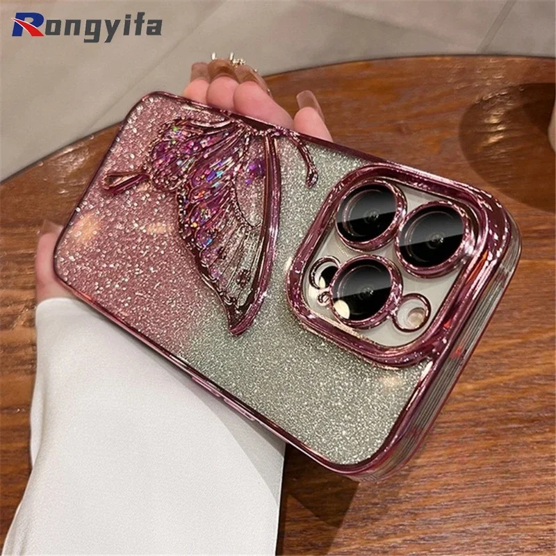 Pre Oppo A60 A79 A2M A2 Pro A98 F23 A38 A18 A58 A78 A96 A94 A93 A74 A73 A73 A97 Púzdro telefónu Luxusné rýchle držiak na motýľ