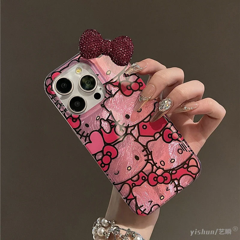 Pre Oppo A60 A79 A38 A58 A78 A76 A57 A77S A54 A74 A94 A15 A16 A17 A18 A53S Hello Kitty Diamond Bowknot Luster Luster Luster Puzdro