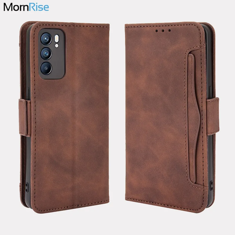 Pre OPPO Reno 6 5G / 4G Wallet Case Magnetic Book Flip Cover Cart Photo Držiteľ luxusného koženého mobilného telefónu Fundas