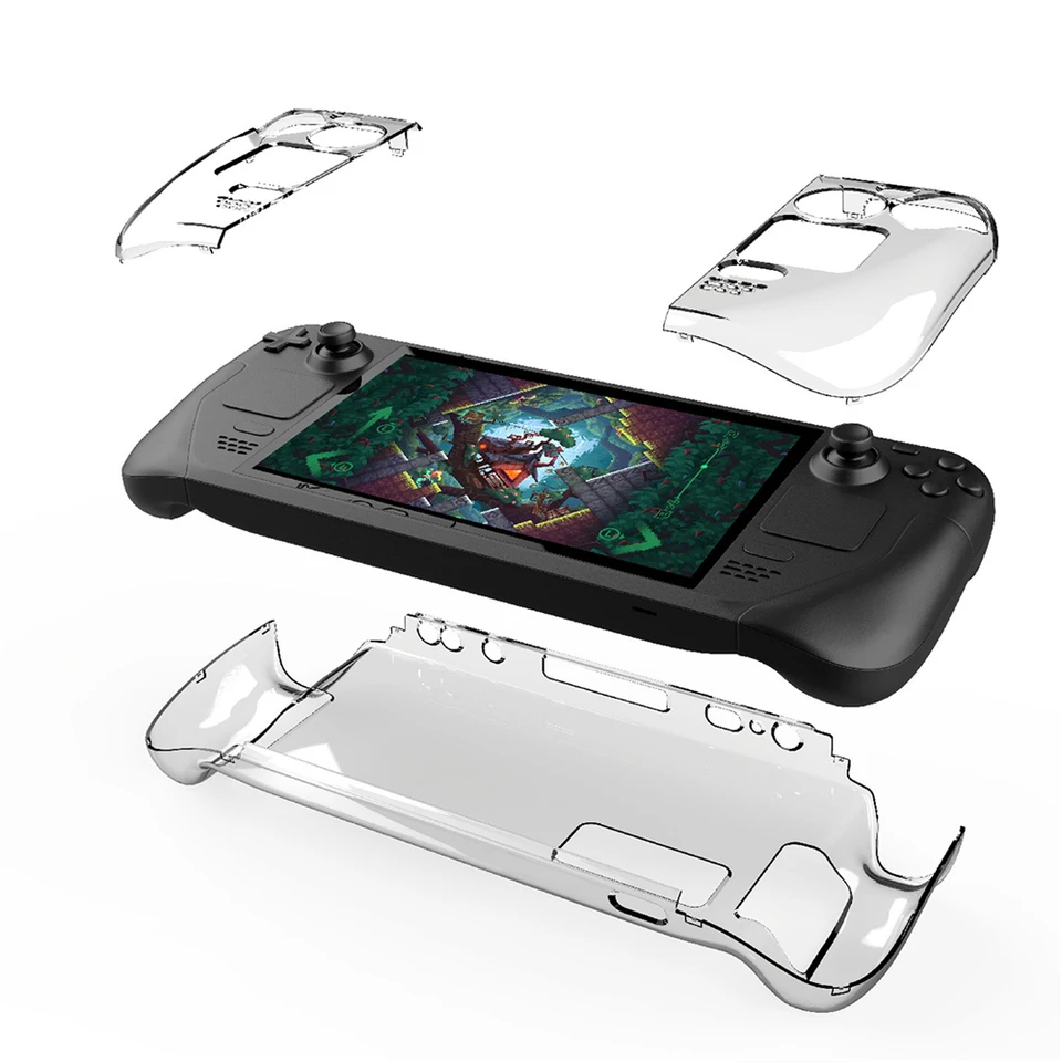 Pre parné paluby priehľadné počítačové puzdro Hostiteľ hostiteľ rozdelili kryštálové puzdro Gamepad Cover for SteamDeck Game Console Shell