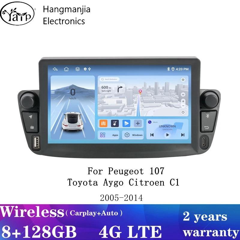Pre Peugeot 107 Toyota Aygo Citroen C1 2005 - 2014 Car Wireless CarPlay Android Auto GPS Navigation Autoradio Player 2DIN