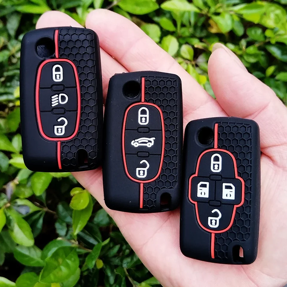 Pre Peugeot 206 308 3008 Expert Partner pre Citroen C3 Pluriel Picasso Berlingo Remote Silikone 2/3/4Button Key Cover Cover Case Case