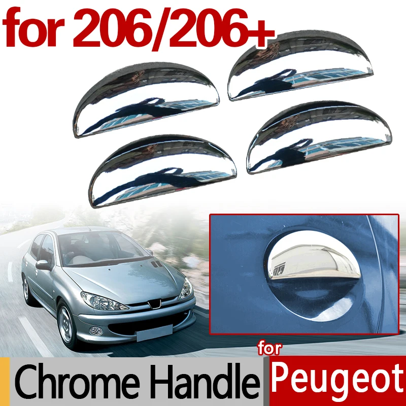 Pre PEUGEOT 206 Chrome Door Ruckles obaly 206SW 206CC 206+ Nálepky na autá STYLING STYLING 1998 2002 2004 2005 2008 2009