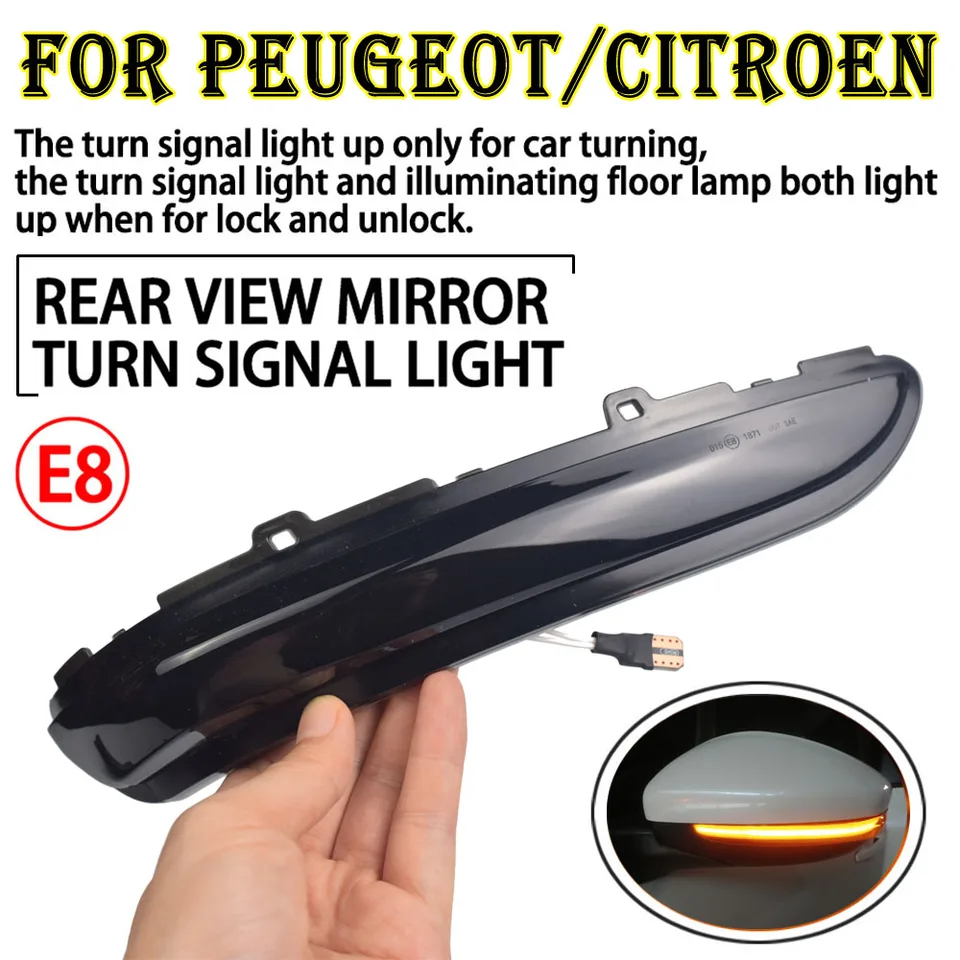 Pre Peugeot 208 2012-2022 2008 2013-2020 Citroen C3 Dynamický signál Signál LED LED Indikátor bočného zrkadla BLINKER SVETLO