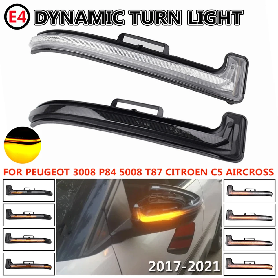 Pre Peugeot 3008 5008 pre Citroen C5 Aircross 2017-2021 LED bočné zrkadlo Blinker svetlo Dynamické tečúce smerové signál ukazovateľ žiarovky