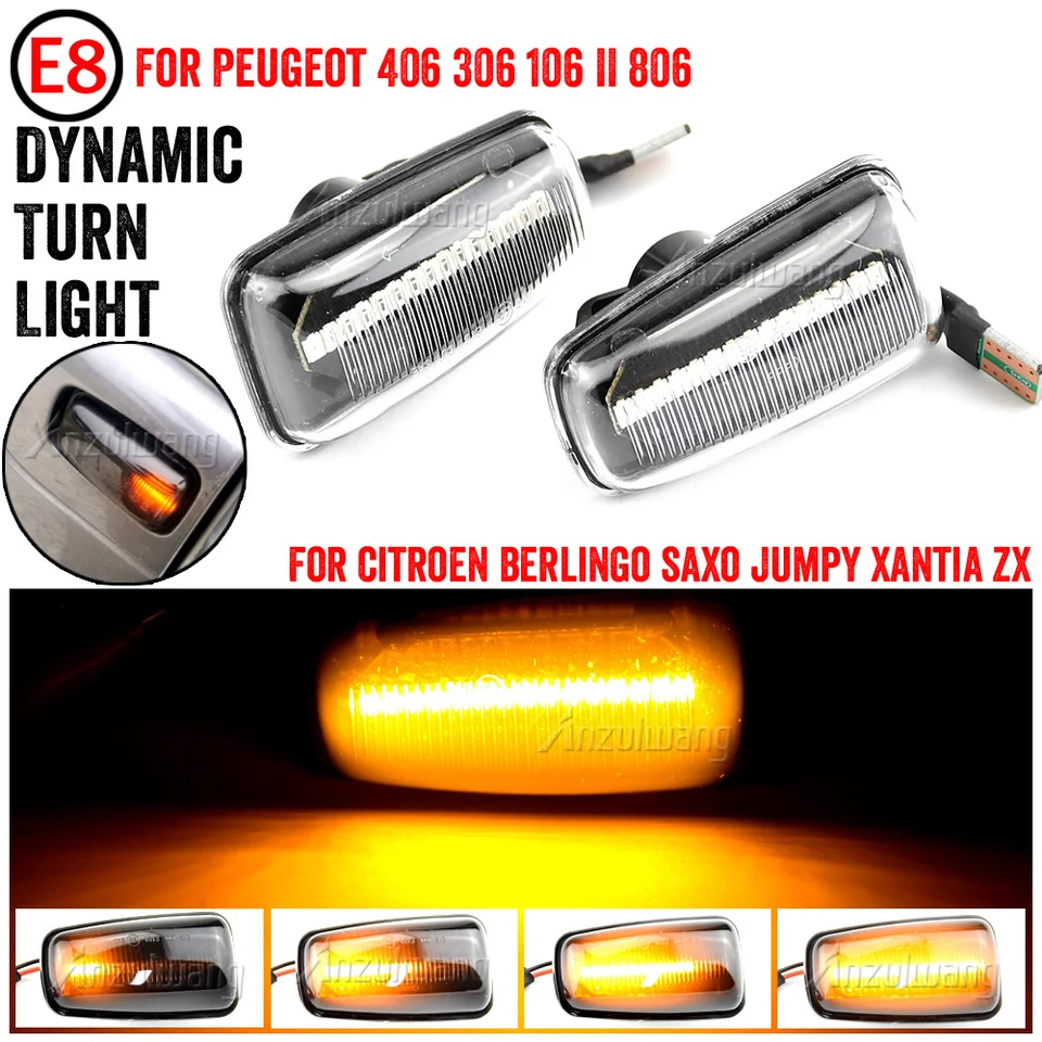 Pre Peugeot 306 106 406 806 Partner expert pre Citroen Berlingo Jumping Saxo Xantia XM Dynamic LED Turn Signal Side Marker Light