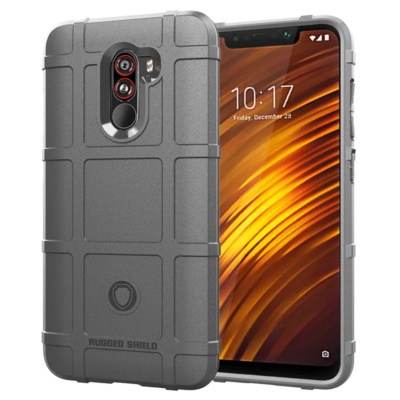 Pre pocofón F1 Armor High Duty Shield Puzdro Mäkký zadný kryt pre Xiaomi POCOPHONE F1 SOCKOPPORT SILIKONSKÉ SILIKONY
