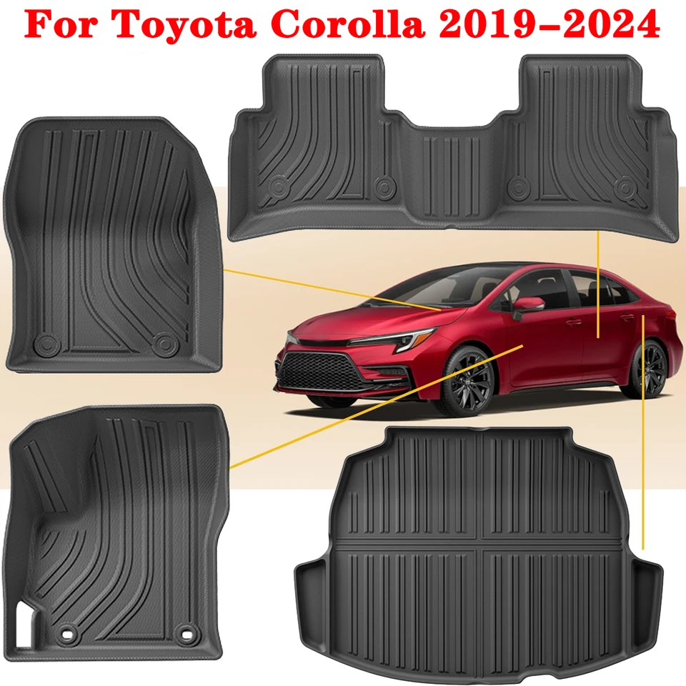 Pre podlahové rohože Toyota Corolla 2024-2019 a nákladná vložka, vodotesná ochrana podložky TPE za každého počasia (zahŕňajú palivo a hybrid)