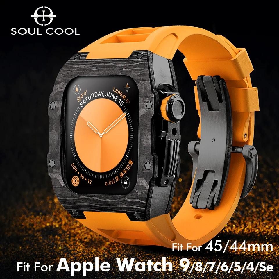 Pre popruhy Apple Watch Remes Case Case 44-45 mm 9/8/8/6/5/SE Band Buck CuckCle WatchCase Montre Protection Modification Modification