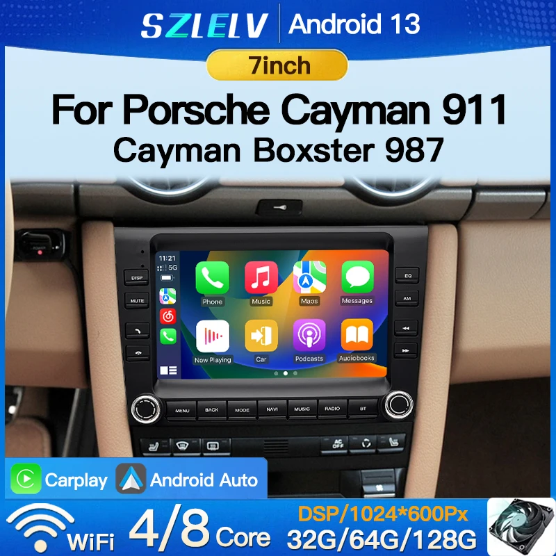 Pre Porsche 911 997 Cayman Boxster 987 GPS navigačné stereofónne vozidlo WiFi Autbo Android13 Automatické prehrávanie Audio CarPlay Auto Bluetooth GPS