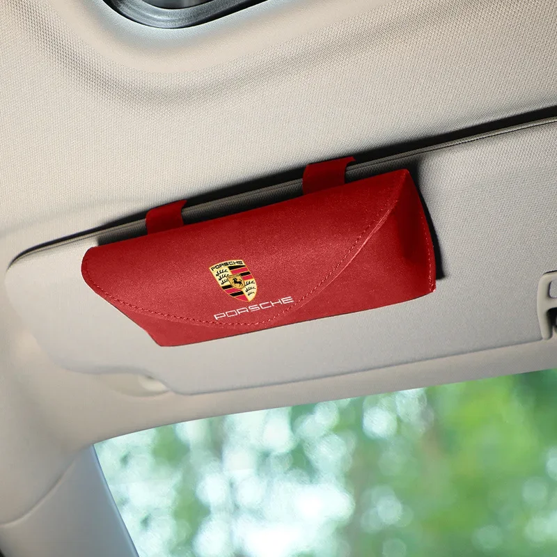 Pre Porsche Panamera Macan Boxster Cayman Cayenne 911 718 okuliare automobilov puzdro Sun Storage Storage Slnečné okuliare okuliare klipové doplnky