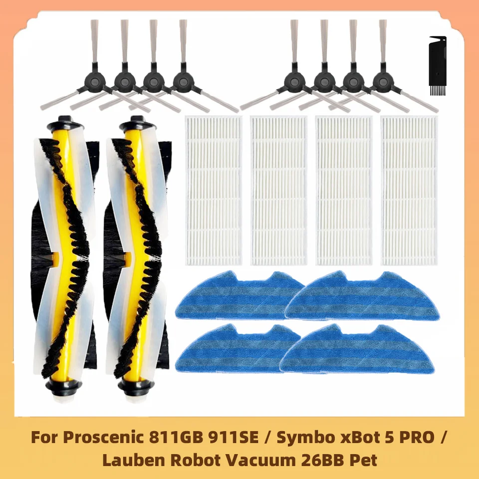Pre procenic 811 GB 911SE / SYMBO XBOT 5 PRO / LAUBEN Robot vákuum 26bb Pet Hlavná bočná kefka Hepa Filter mop handry náhradné diely