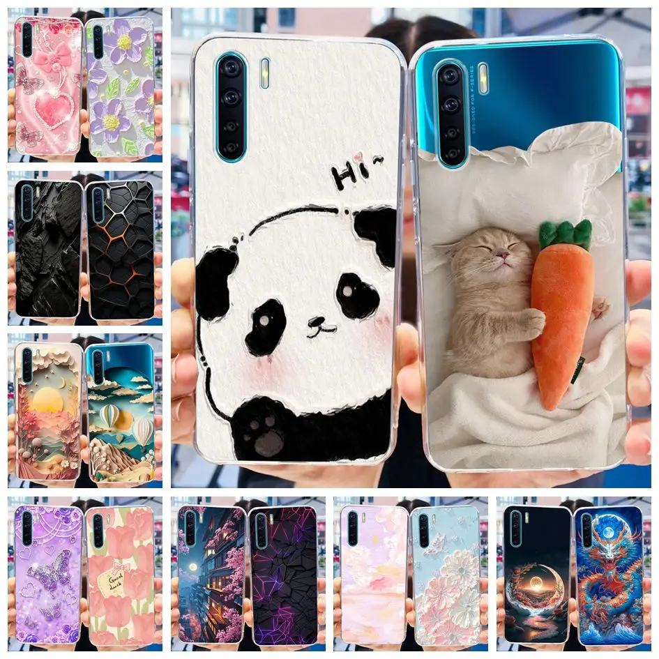 Pre prípad case a91 kreslený silikónový mäkký zadný kryt pre OPPO F15 CPH2001 PASE COQUE pre OPPO RENO 3 CPH2043 CAPA A 91 Funda
