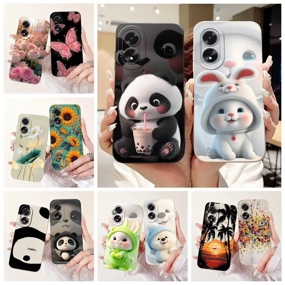Pre prípad OPPO A18 OPPO A38 CPH2579 Cute Panda Cartoon Cover Soft Soft TPU Telefónny prípad pre OPPO A38 A 18 OPPOA18 OPPOA38 Fundas Bumperas Bumperas