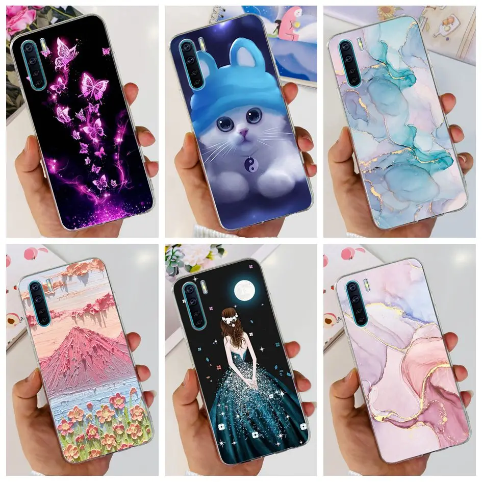 Pre prípad OPPO A91 CPH2001 CPH2021 módny mramorový kreslený štíhly silikónový čistý mäkký obal pre OPPO F15 RENO 3 CPH2043 RENO3 Fundas