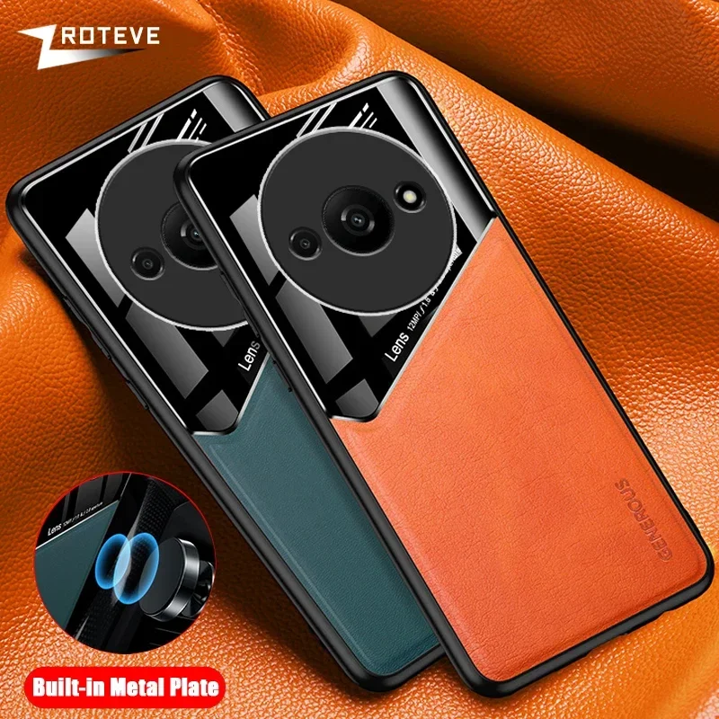 Pre prípad Redmi A3 A3X Zroteve PU kožené auto magnetické tvrdé kryt PC pre Xiaomi Redmia3 XIOMI Redmia3x Shock -odolný voči telefónom