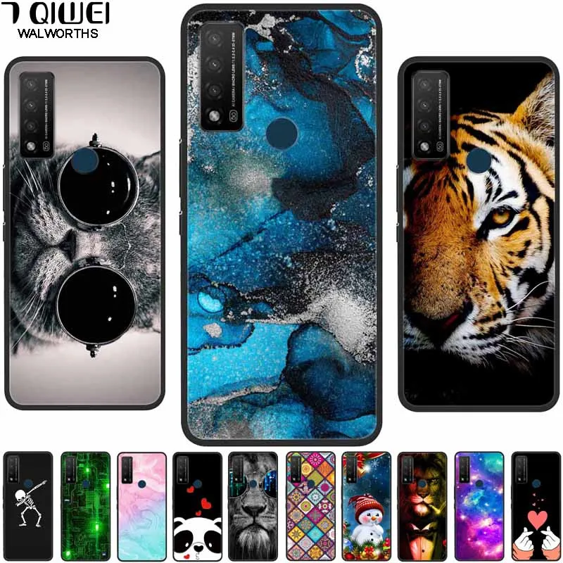 Pre prípad TCL 20 r 5g T767H Soft TPU Print Panda Cats Silikon Protector Cover pre TCL 20R 5G prípady čiernej capa fondy pre TCL20R