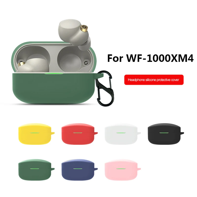 Pre prípady prípadov slúchadiel Sony WF 1000XM4 Silikónový ochranný kryt pre Sony WF-1000XM4 Case Shopproof s háčikom s háčikom
