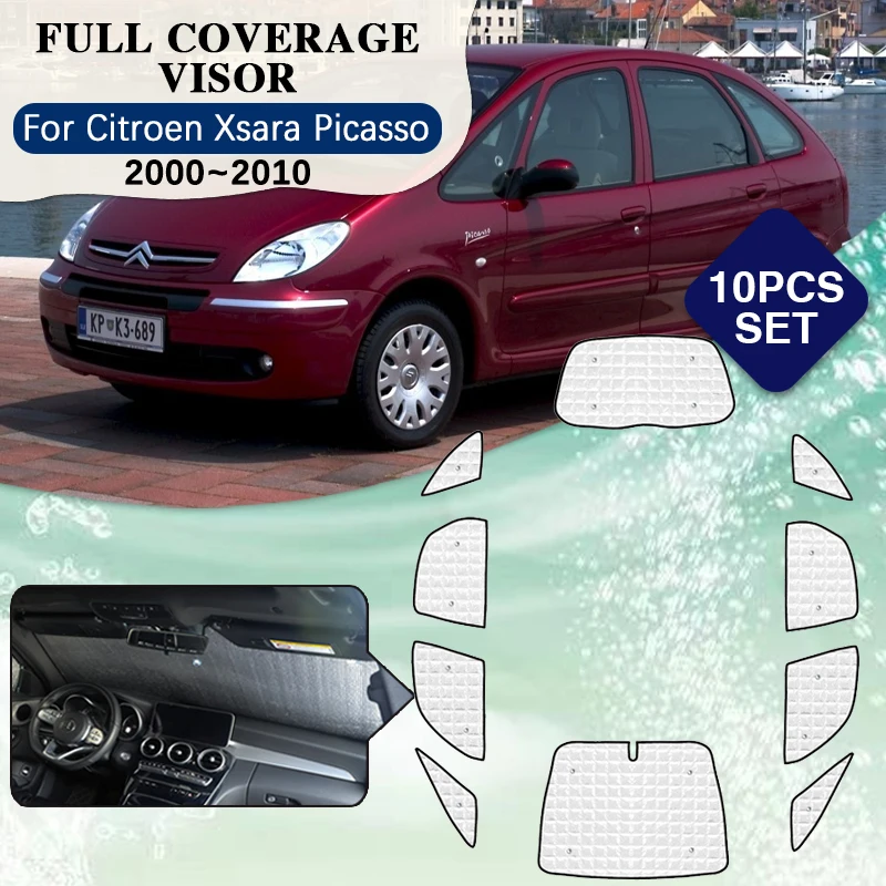 Pre príslušenstvo Citroen XSara Picasso 2000 ~ 2010 Plné obaly Sunshades čelné sklo Shaby Visor Car Accessories 2001 2002 2003 2004