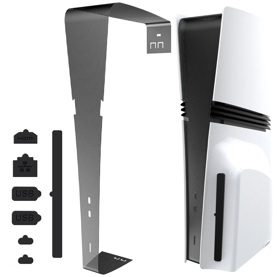 Pre PS5 Pro Prach Cover Meh Anti Pet Hair s prachovými zástrčkami nastaveným prachovým čistým prachovým filtrom pre PlayStation 5 Pro Disk a digitálna konzola
