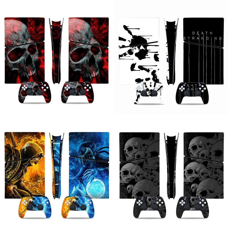 Pre PS5 Slim Digital Edition Sticker Sticker Skull Vinyl Decal Cover Plná pokožka pre PS5 Slim Digital Console a 2 ovládače