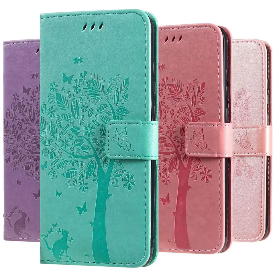 Pre putter Xiaomi 10 Pro 11 Lite 11t Mi Poco M3 F3 X3 GT Redmi Note 9T 10T 5G 4G Cat Tree Wallet Flip Leather Phone Cover D06F