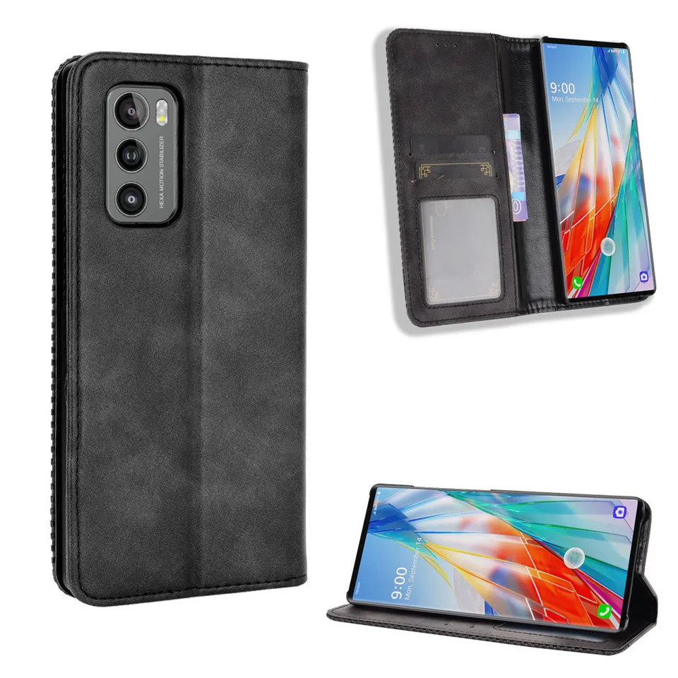 Pre puzdro LG Wing Luxury Flip Pu Leather Wallet Magnetic Adsorption Puzdro pre LG Wing 5G LGWing Protective Telefónne vrecká