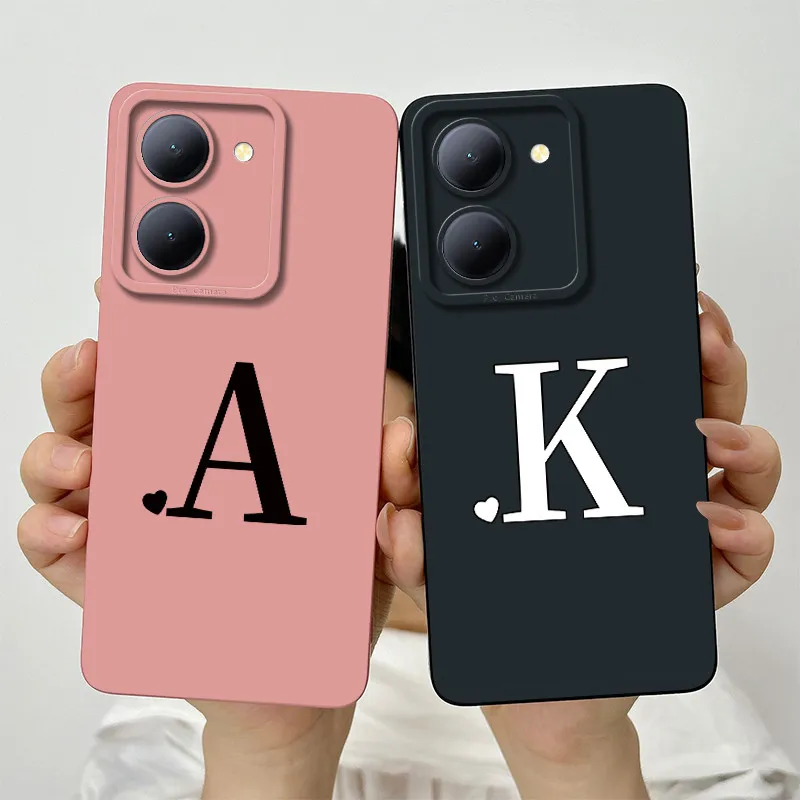 Pre puzdro Vivo Y27S Vivo Y27 5G Cover Vivo V2302 Roztomilé počiatočné písmená štvorcový silikónový mäkký telefón puzdro Shock odolný voči zadnému krytu Funda