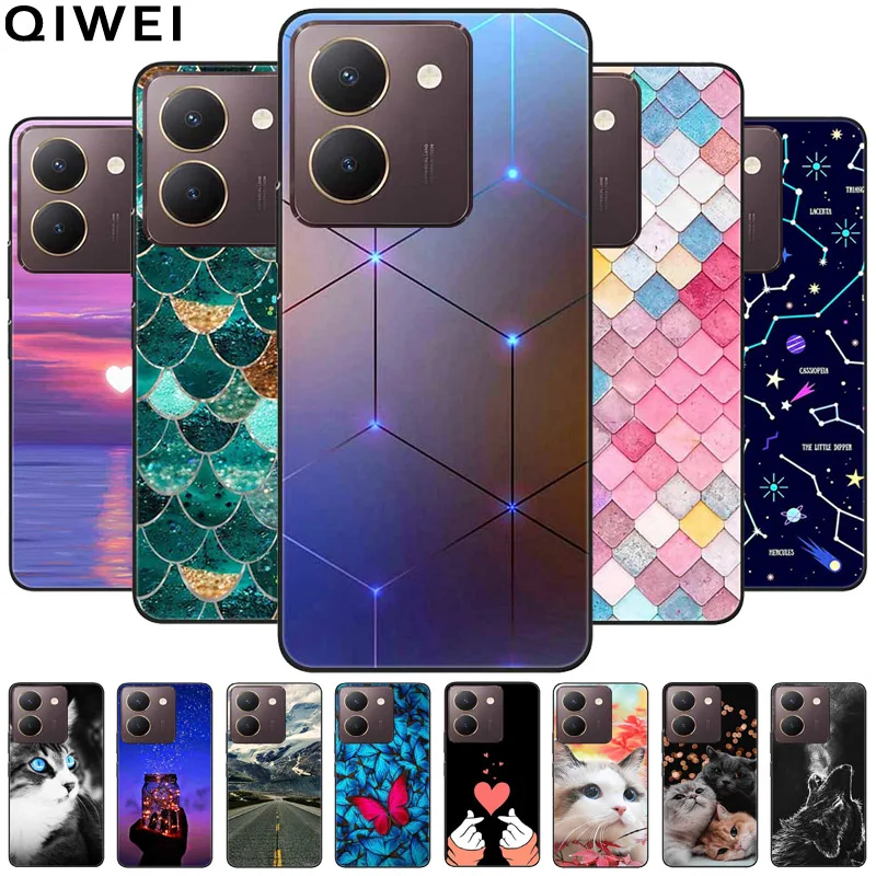 Pre puzdro Y27S Black TPU Bumper Soft Silikone Zadný kryt pre Vivo Y27S 4G telefónne puzdro
