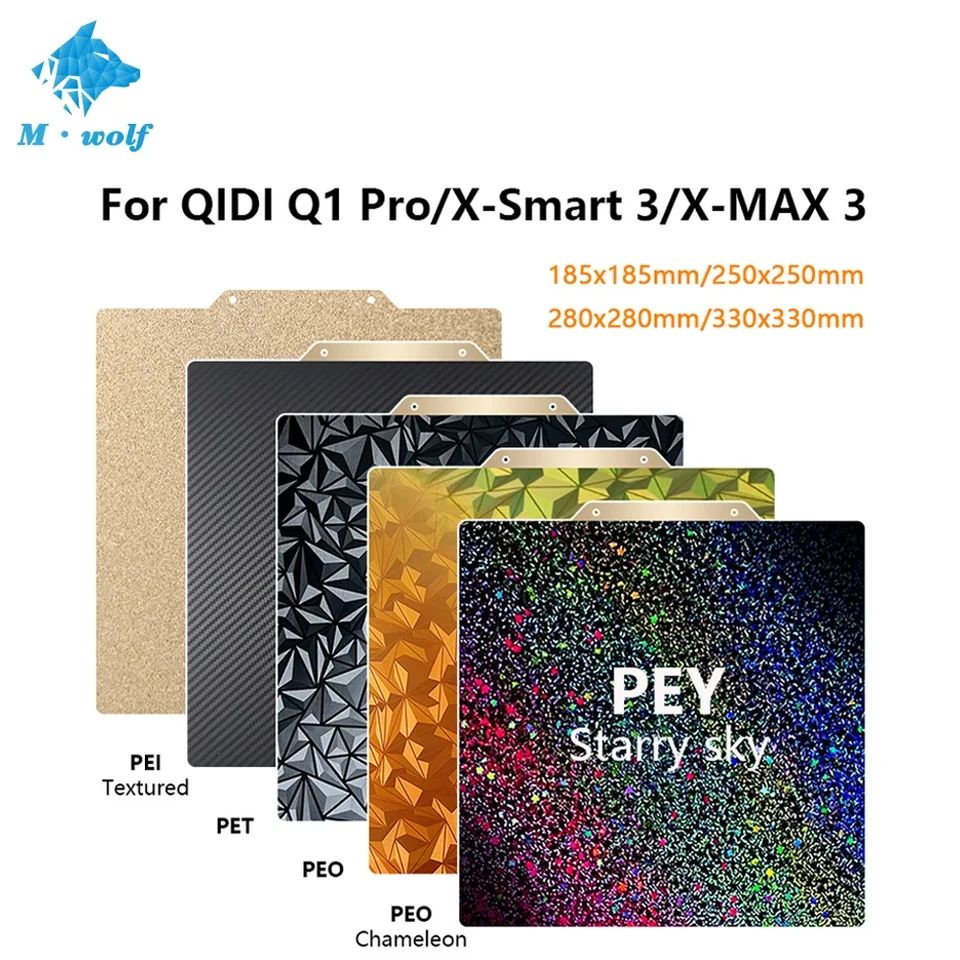 Pre Qidi Q1 Pro/X-Smart 3/X-Max 3 PEI Build Plate 185/250/80/330 mm obojstranné pey peo chameleónové plech Magnetické lôžko