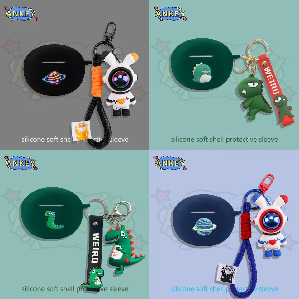 pre Realme Buds T110 puzdro slúchadlá silikónové dinosaurus uchy