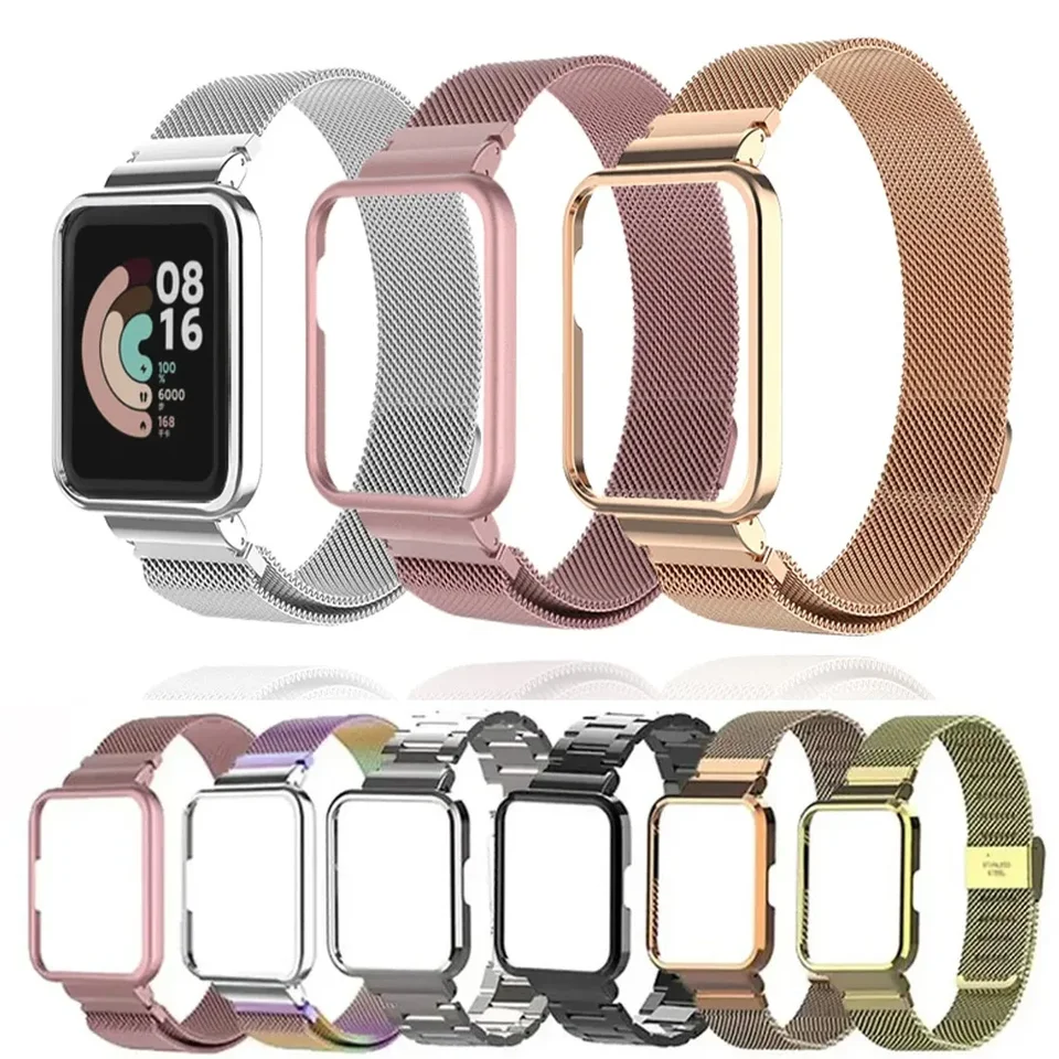 Pre Redmi Watch 3 Active Metal Bracelet pre Redmi Watch 3 Lite Band Cover Strap Xiaomi Watch 3 Magnetic Loop+Case