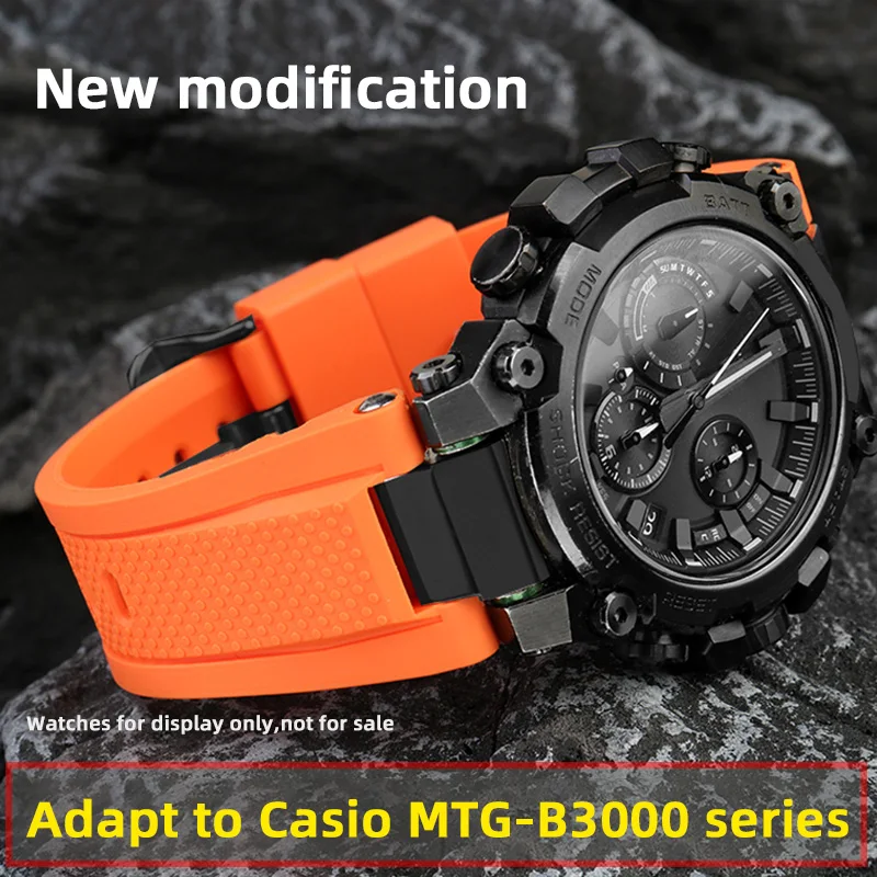 Pre remienok MTG-B3000 Modifikovaný silikón pre Casio G-Shock Steel Heart MTG-B3000 GUMBER Pánsky nepremokavý pásikový pásik