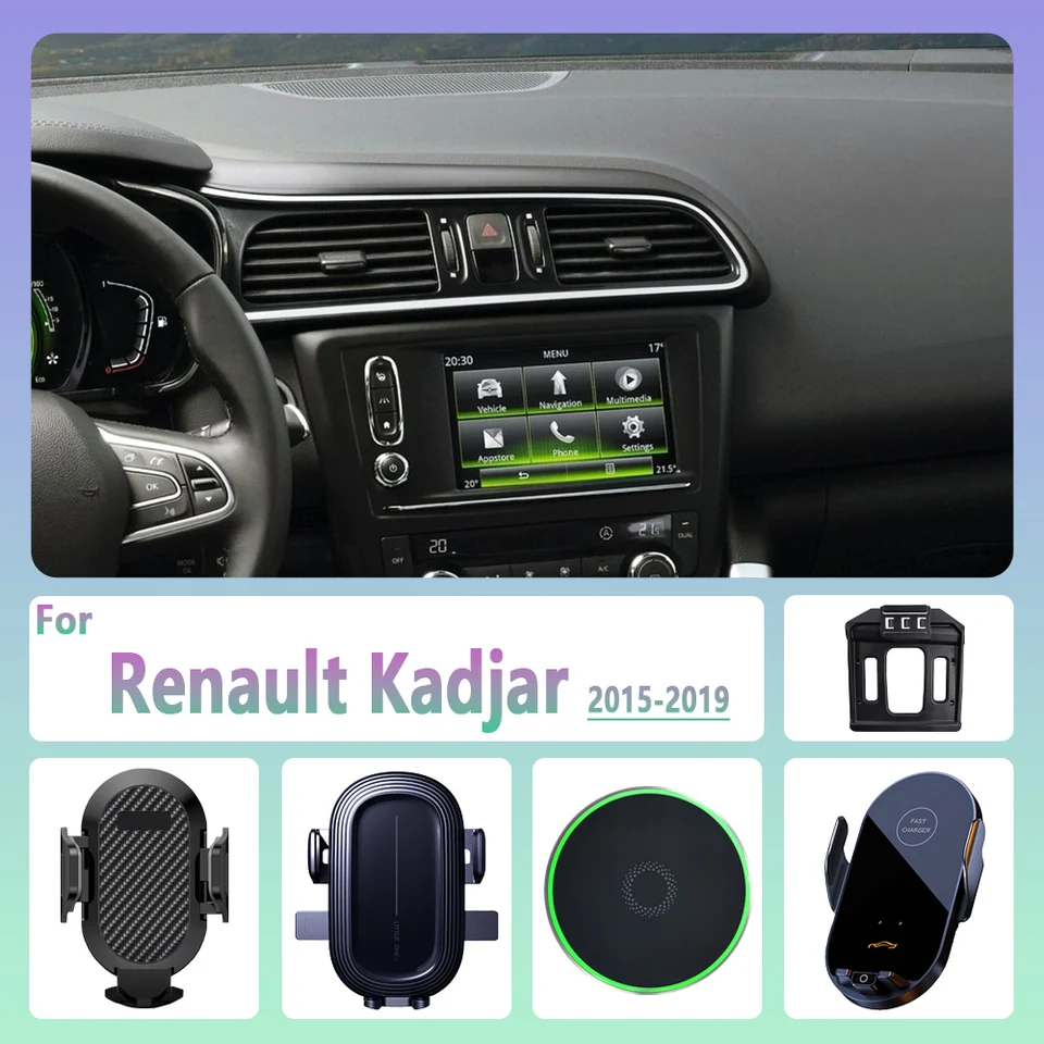 Pre Renault Kadjar 2015 2016 2017-2019 Držiteľ telefónu automobilov bezdrôtové nabíjanie Magnetický telefón