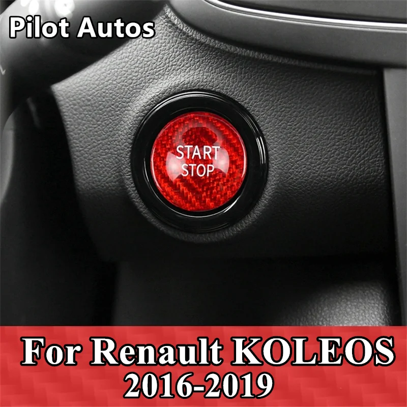 Pre Renault Koleos Car Engine Start Stop Cover Cover Skutočná nálepka na uhlíkové vlákna 2016 2017 2018 2018 2019