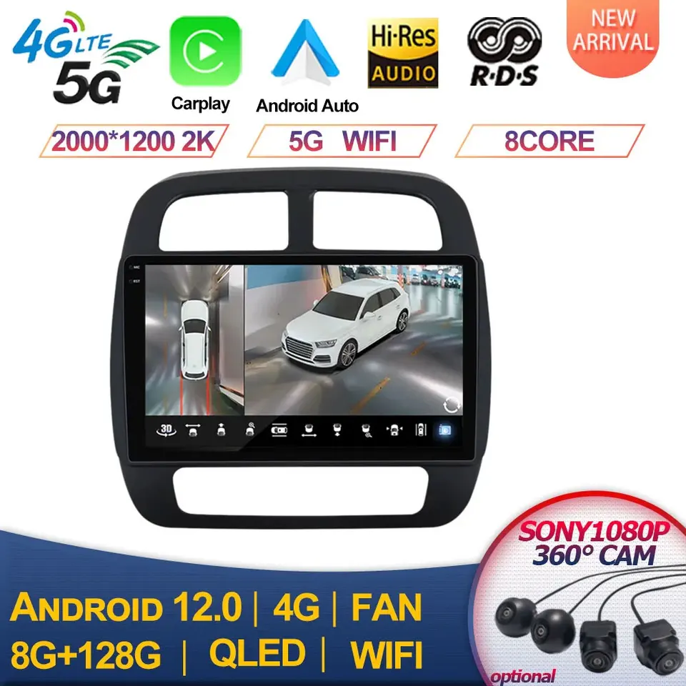 Pre Renault Kwid K-ze Dacia jar 2018 2019 10 '' 8g+128g Player Android 14 GPS Radio DSP 4G LTE CarPlay WiFi SWC
