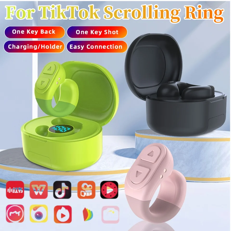 Pre ringingový prsteň Tiktok pre diaľkové ovládacie prvky Tiktok Kindle App Cooaparát vzdialené digitálne nabíjanie pre iPhone iPad Android telefón