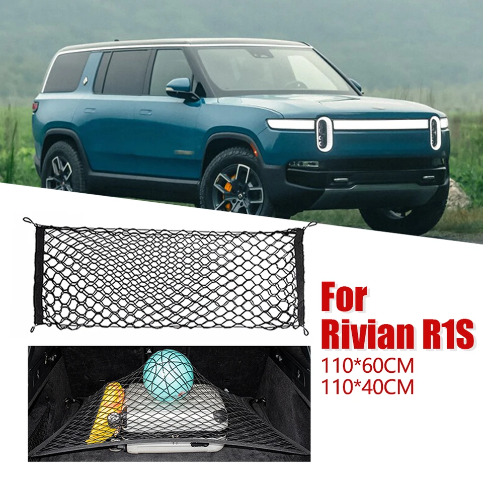 Pre Rivian R1S R 1S R-1S CAR CARGO NET STRECKLABLE ELASTICKÉ SKLADOVANIE TRUNKOVÉHO MESH CARGO SKLADOVANIE A ORGANIZÁCIA vrátane háčikov