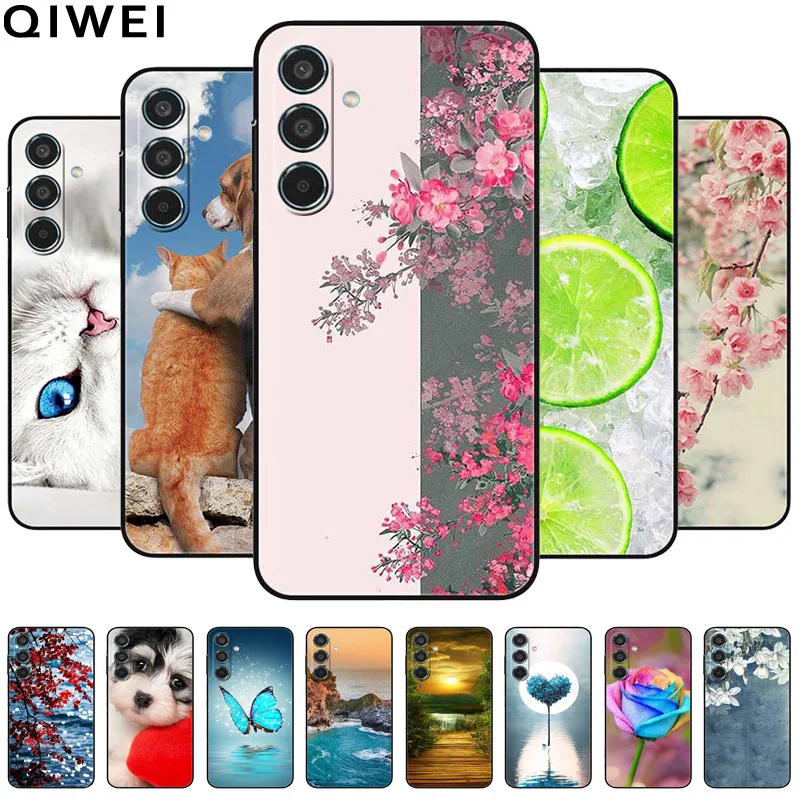 Pre samsung A14 4G 5G puzdro kvety tlačené mäkké kremíky Krásne telefóny pre Samsung Galaxy A34 A54 5G Bumper Cover A Cover A 14 54