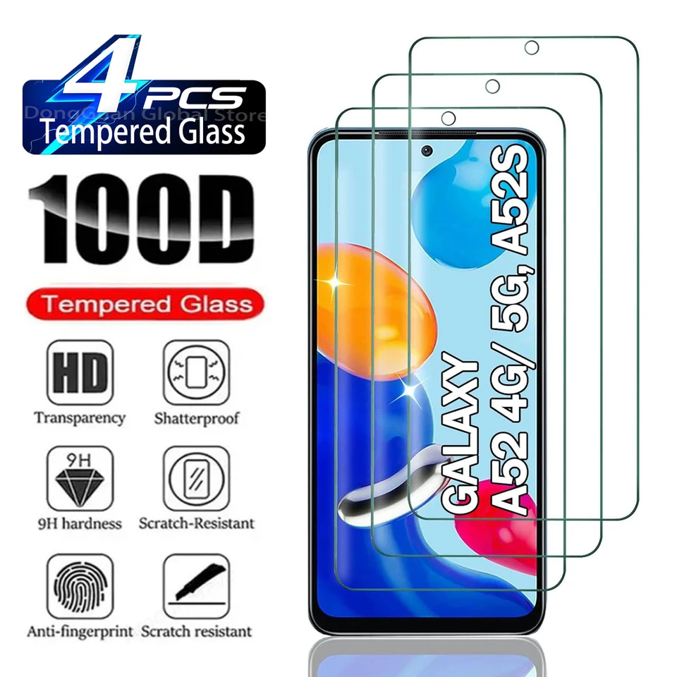 Pre Samsung Galaxy A52 A52S 5G 9H Temperované sklo 2/4ks HD Ochrana obrazovky