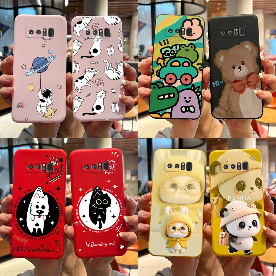 Pre Samsung Galaxy Note 8 Case Cuce Cute Panda Cartoon Soft Silikone Silikone zadný kryt pre Galaxy Note 8 SM-N950F N9500 ​​Note8 Puzdro pre telefón