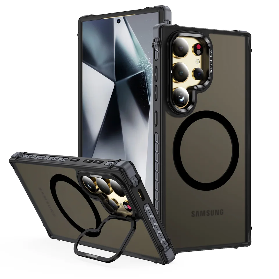Pre Samsung Galaxy S23 S24 Ultra Plus A15 A05S A34 A54 Puzdro matné kovové držiak Armor Magsafe Magnetický bezdrôtový kryt nabíjania