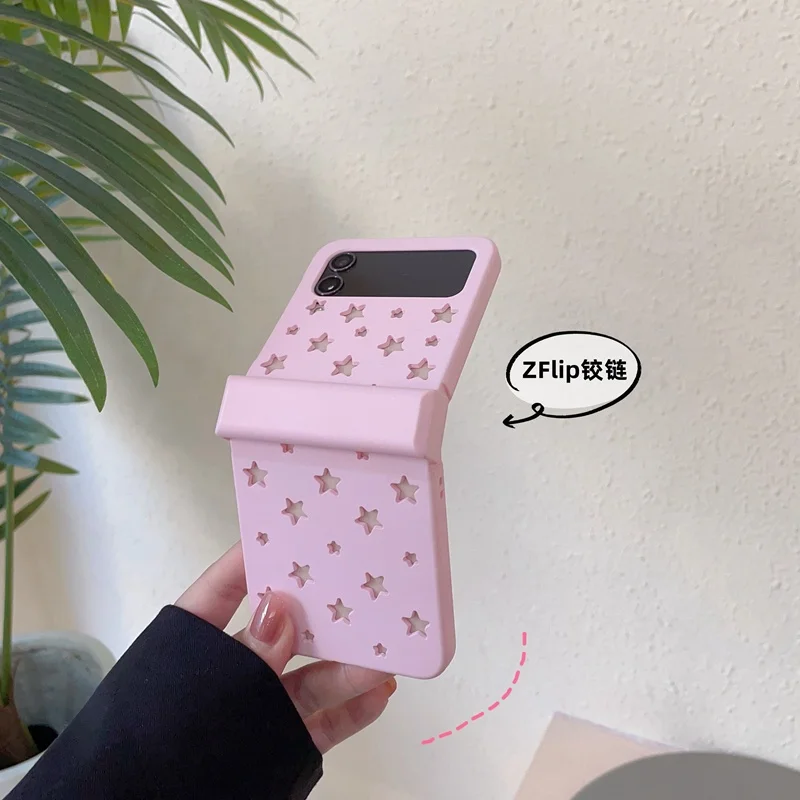 Pre Samsung Galaxy Z Flip 6 5 4 3 5G Fashion Cute Dutlow Out Stars Ochranca závesný ochranný kryt plné matné pokožky Shock -odolný kryt zadného puzdra
