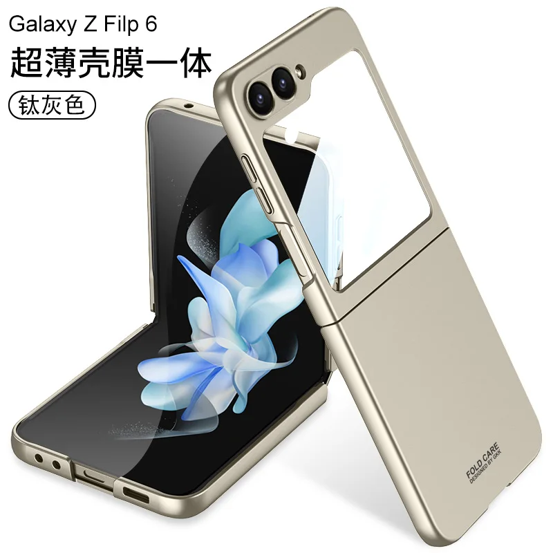 Pre Samsung Galaxy Z Flip 6 Zflip6 puzdro ultra tenký pokožka s zrkadlom Film Skladacie skloňový závesný nárazový ochrana tvrdého krytu