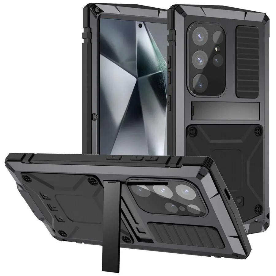 Pre Samsung S21 ultra S21Plus ťažký kovový puzdro na tvrdý telefón s držiakom IP54 LIFE Vodotesný nárazový kryt vojenského brnenia